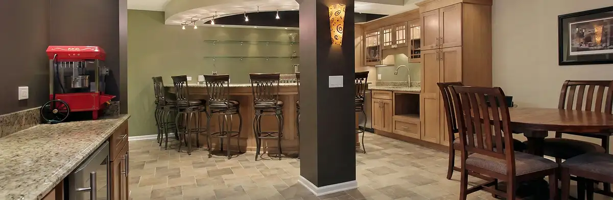 modern basement remodeling with custom finishes and open layout in a home in Phoenix, AZ