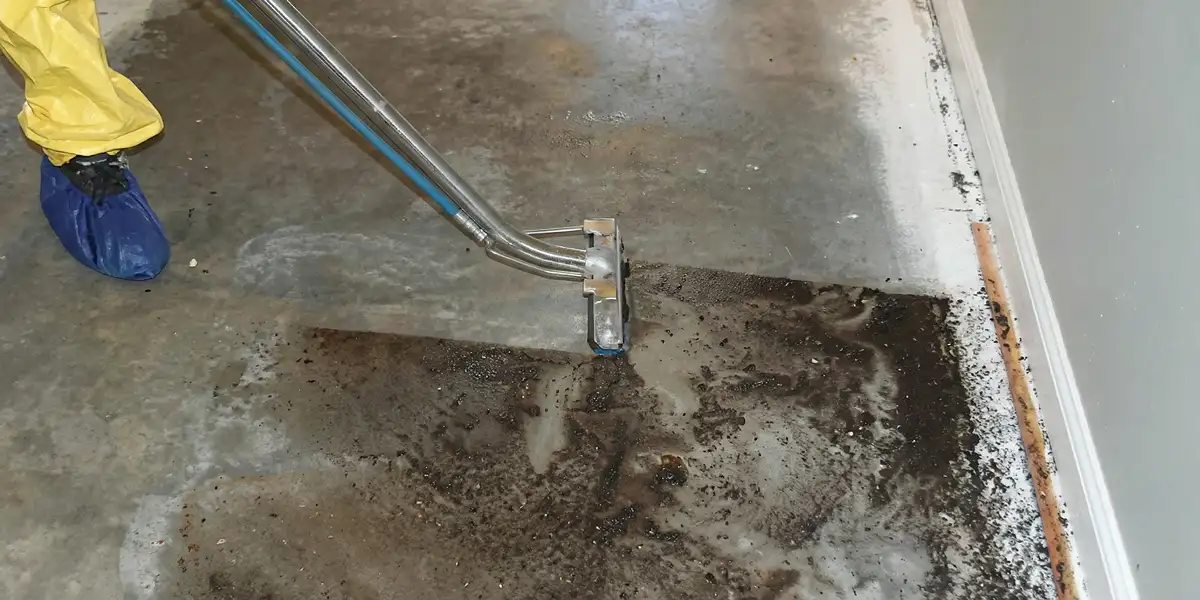 sewage removal technicians extracting contaminated wastewater from a residential floor in Phoenix, AZ